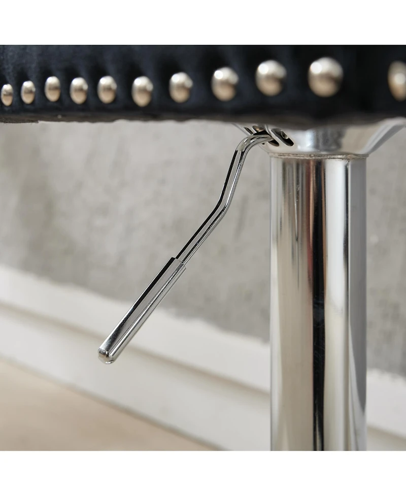 Streamdale Furniture Chrome Swivel Velvet Barstools, Adjustable 25-33", Tufted, Black, Set of 2