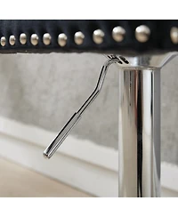 Streamdale Furniture Chrome Swivel Velvet Barstools, Adjustable 25-33", Tufted, Black, Set of 2