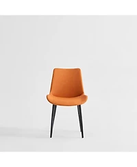 Streamdale Furniture Orange Pu Leather Dining Table Set of 2 with Iron Legs