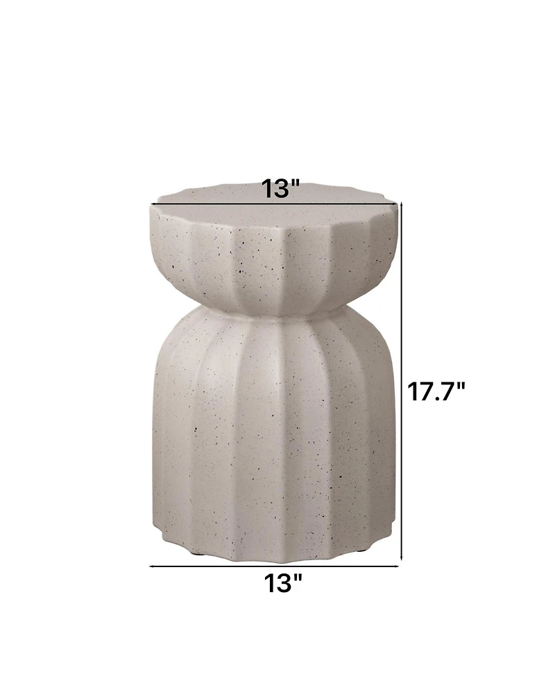 Streamdale Furniture 13" Modern Waterproof Coffee/Side Table Set, MgO Cement, Indoor/Outdoor, White, 2PC