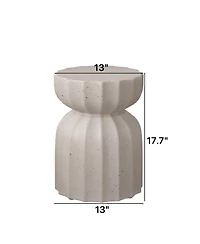 Streamdale Furniture 13" Modern Waterproof Coffee/Side Table Set, MgO Cement, Indoor/Outdoor, White, 2PC