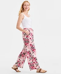 Style & Co Women's Printed Cotton Gauze Straight-Leg Pull-On Pants, Macy's Exclusive