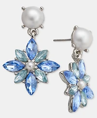 Charter Club Stone & Imitation Pearl Flower Drop Earrings, Macy's Exclusive