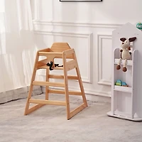 Simplie Fun Sturdy Pine Wood Baby Chair with Adjustable Safety Straps