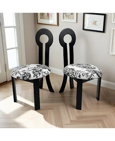 Streamdale Furniture Key-Design Linen Dining Chairs (Set of 2) - Black