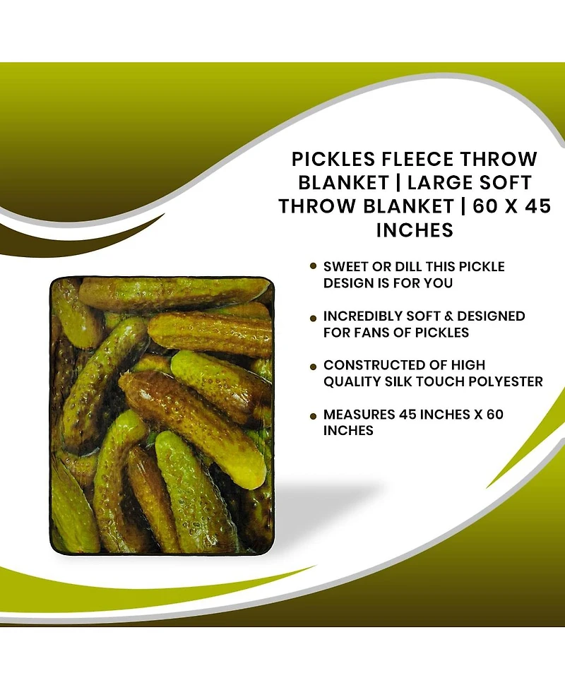 Just Funky Pickles Fleece Throw Blanket | Large Soft Throw Blanket | 60 x 45 Inches