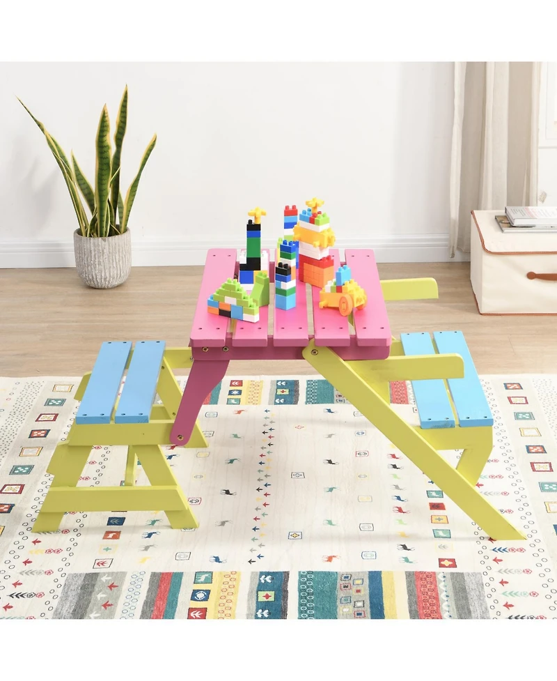 Streamdale Furniture Kid'S Multi-functional Arm Chair, Table+ 2 Benches (All-in-one)