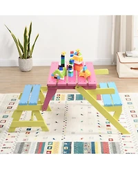 Streamdale Furniture Kid'S Multi-functional Arm Chair, Table+ 2 Benches (All-in-one)