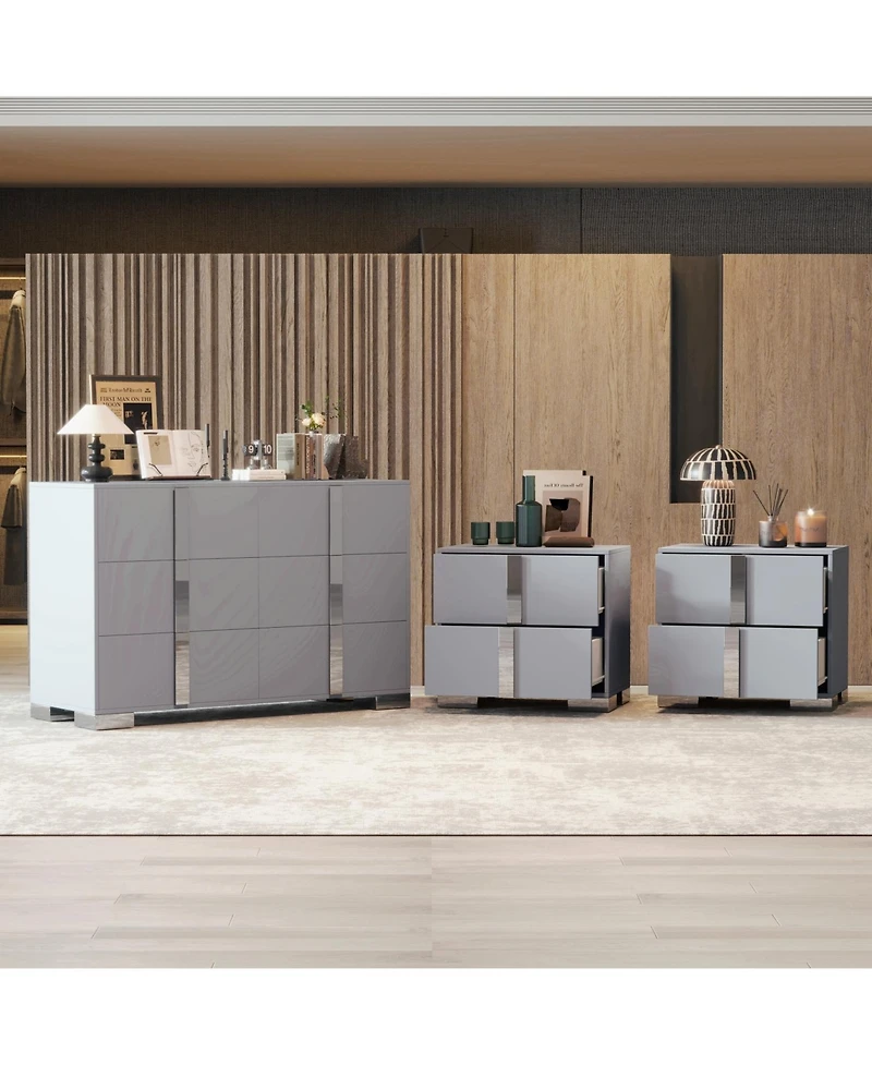 Streamdale Furniture 6-Drawer Dresser with 2 Nightstands