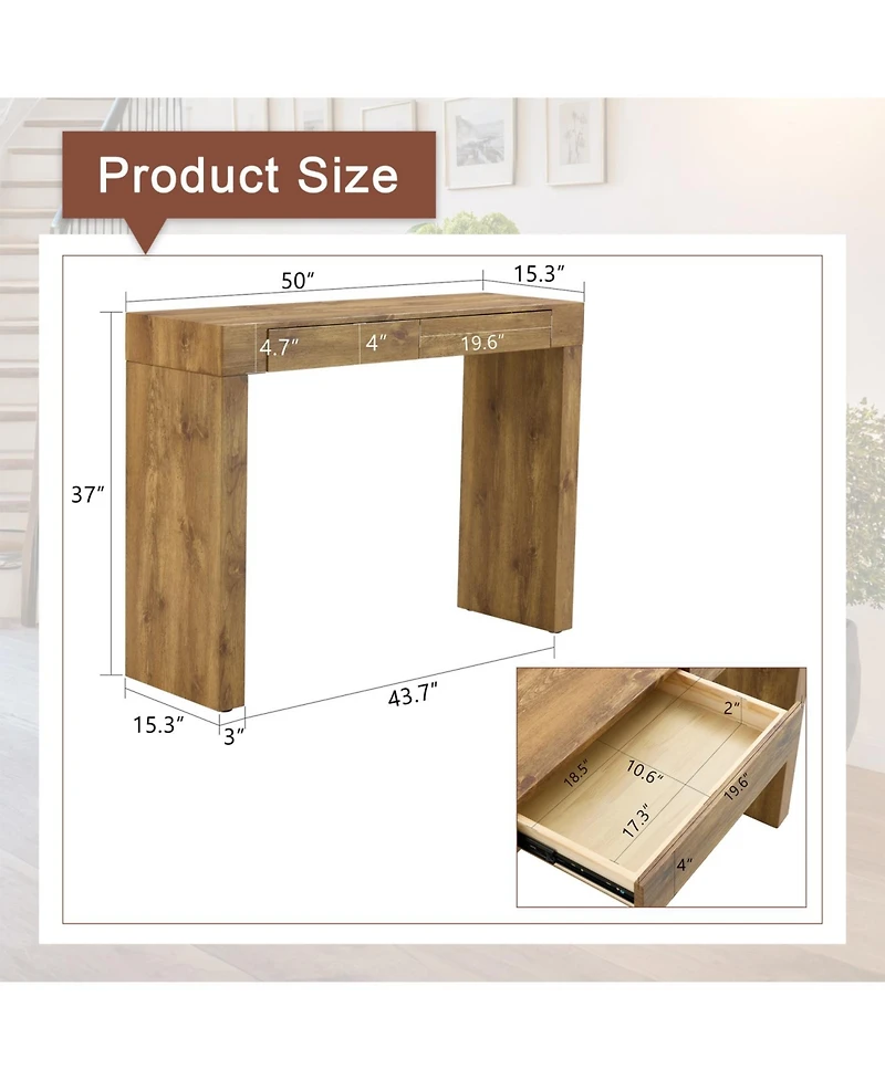 Streamdale Furniture Streamdale Elegant Wood Grain Bar Table w/ Drawers - 50 Inches