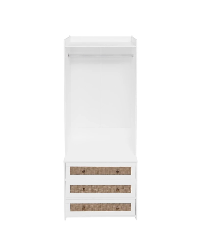 Streamdale Rattan Wardrobe with 3 Drawers