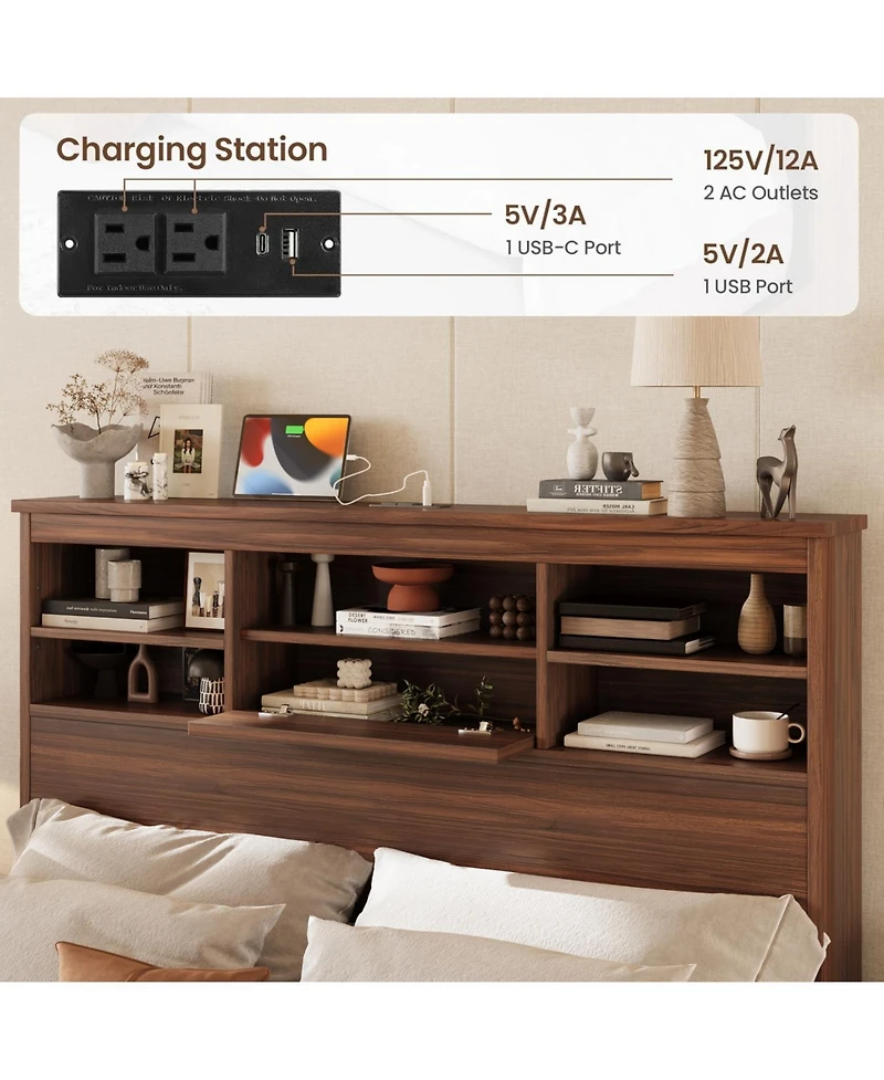 Streamdale Furniture Streamdale Queen Bed Set- Storage Headboard, Nightstands, Dresser