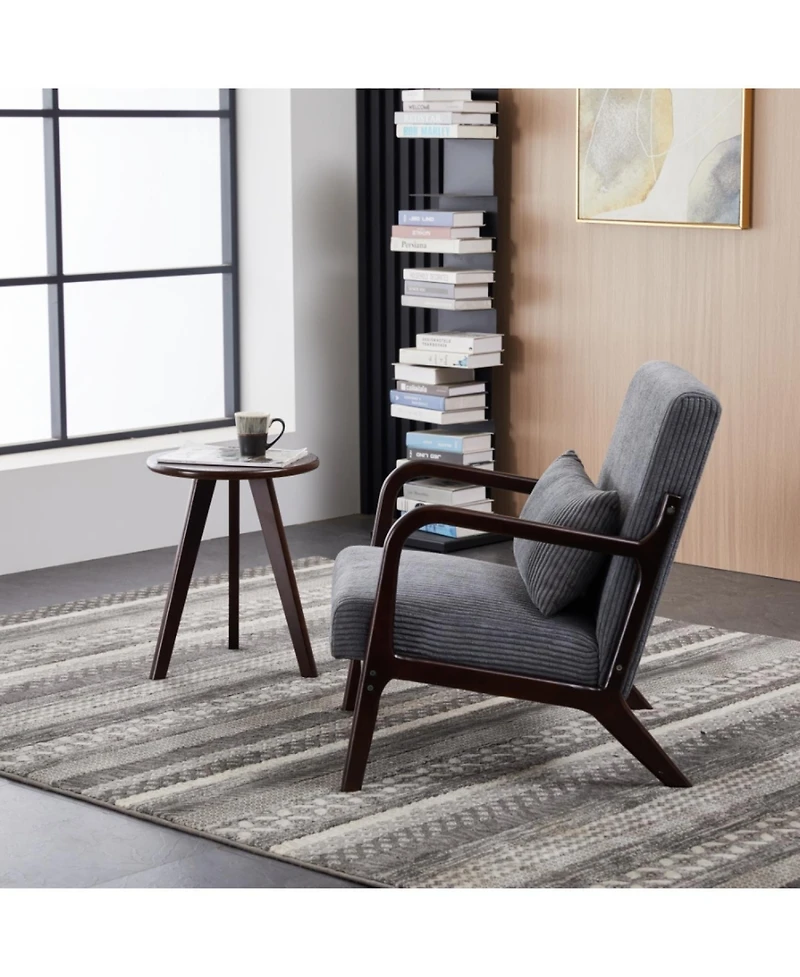 Streamdale Mid-Century Chair & Coffee Table Set, Dark Gray/Walnut