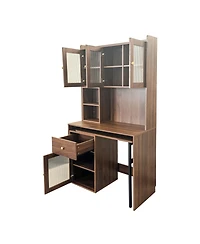 Streamdale Computer Desk with Hutch, Rotating Desktop, Large Workspace