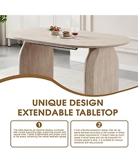 Streamdale Furniture Streamdale Wood Extendable Dining Table, Oval Kitchen Table with Dual-Pillar Design