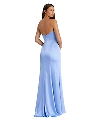 Mac Duggal Women's Strapless Satin Column Gown With 3D Flower