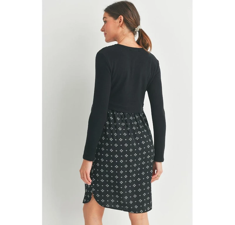 Hello Miz Women's Long Sleeve Empire Waist Maternity Nursing Dress