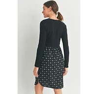 Hello Miz Women's Long Sleeve Empire Waist Maternity Nursing Dress