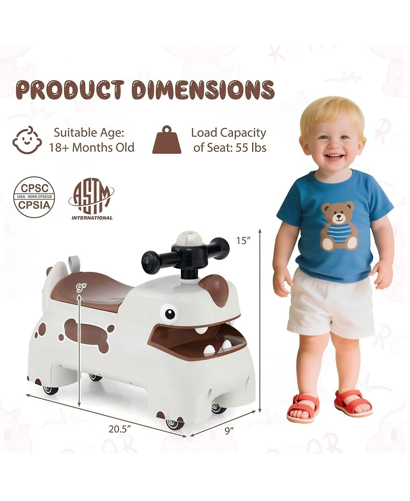 Hongge Toddler Ride On Toy Car With Led Lights Sounds And Under Seat Storage