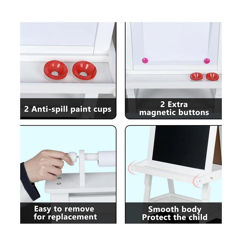 Kinder King Art Easel for Kids, 3 in 1 Toddler Easel w/Whiteboard, Chalkboard & Paper Roll