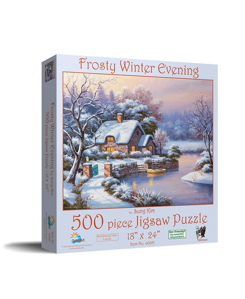 SunsOut Frosty Winter Evening 500 piece Jigsaw Puzzle for Adults