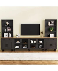 Streamdale Farmhouse Tv Stand with Gourd-Shaped Legs & Bookshelves, White