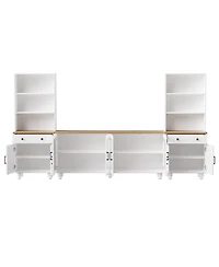 Streamdale Farmhouse Tv Stand with Gourd-Shaped Legs & Bookshelves, White