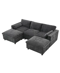 Streamdale Furniture Chenille Modular Sectional Sofa with Ottoman