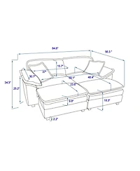 Streamdale Furniture Corduroy 2-Seat Sofa with Pillows & Ottomans - Green
