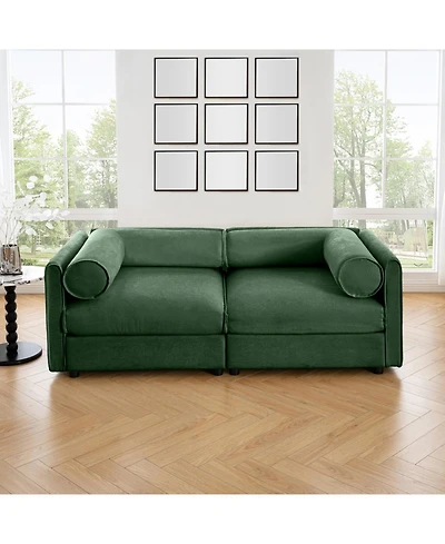Streamdale Furniture Green Chenille 2-Seater Sofa with Storage