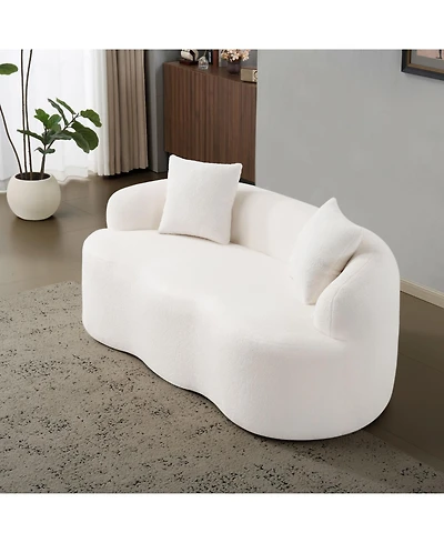 Streamdale Furniture Cream Curved Loveseat Sofa with Pillows - Small Space