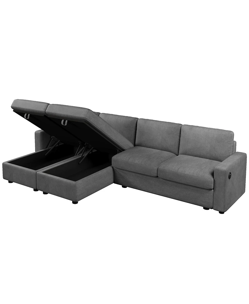 Streamdale Furniture + 103.9" + Fabric (assuming material is fabric) + Storage Chaise & Usb + Sectional Sofa