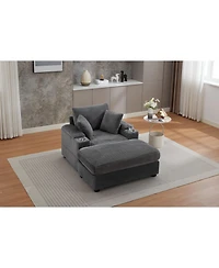 Streamdale Furniture Streamdale Corduroy Chaise Lounge Sofa w/ Ottoman