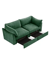 Streamdale Furniture Green Chenille 2-Seater Sofa with Pull-Out Storage
