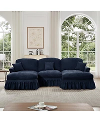 Streamdale Furniture Streamdale Comfy Modular U-Shape Chenille Sectional Sofa with Ottomans - Blue