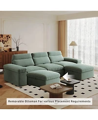 Streamdale Furniture + Modular Sofa + Down & Linen + Adjustable Back & Storage