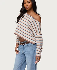 Edikted Women's Alexis Off Shoulder Striped Knit Top