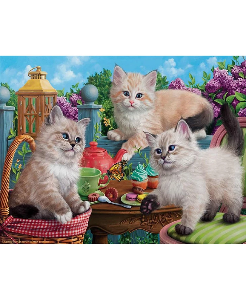 SunsOut Kitten Tea Party 500 piece Jigsaw Puzzle for Adults