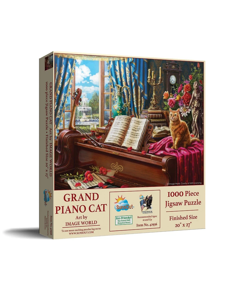SunsOut Grand Piano Cat 1000 piece Jigsaw Puzzle for Adults
