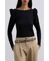 Scalpers Women's Wrinkle Puff sleeve Tee