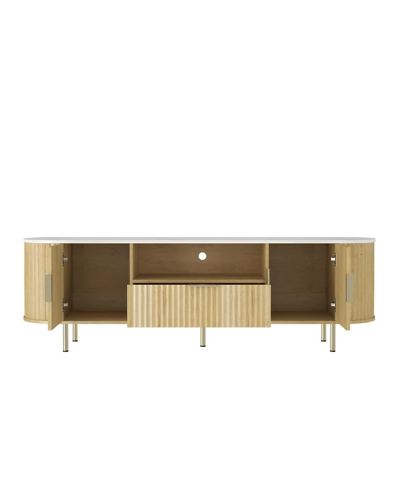 Streamdale Furniture Tv Cabinet with Led Lights & Storage for 55+ Inch TVs