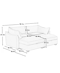Streamdale Furniture 2-Seater Sofa w/ Footrests & Storage - Chenille Gray