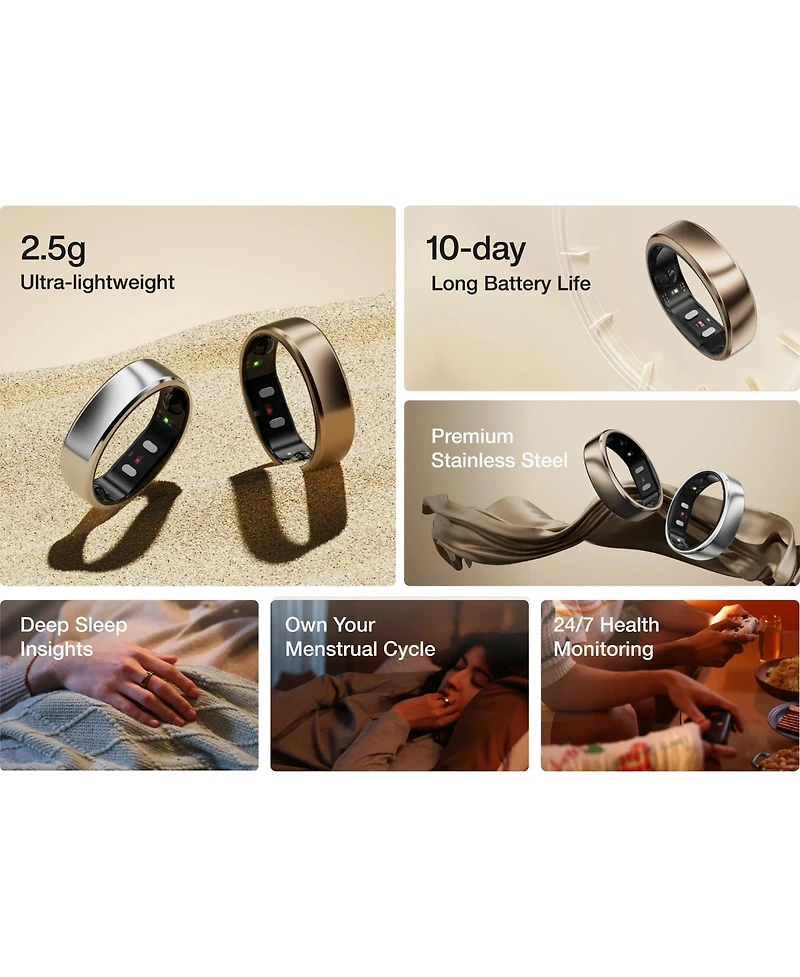 RingConn Gen 2 Air Size 10 Dune Gold 4873 Fitness Trackers