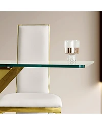 Streamdale Furniture Streamdale Gold stainless steel dining table 70.08 inch clear tempered glass top