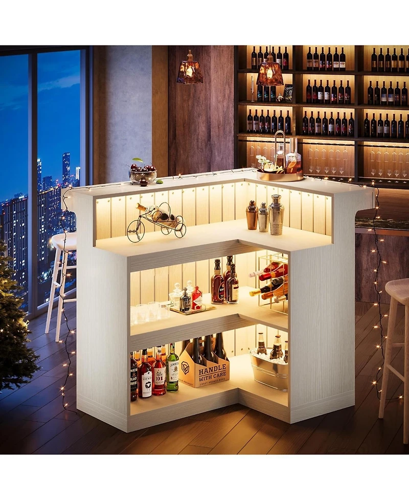 Tribesigns L-Shaped Home Bar Unit, 4 Storage Shelves