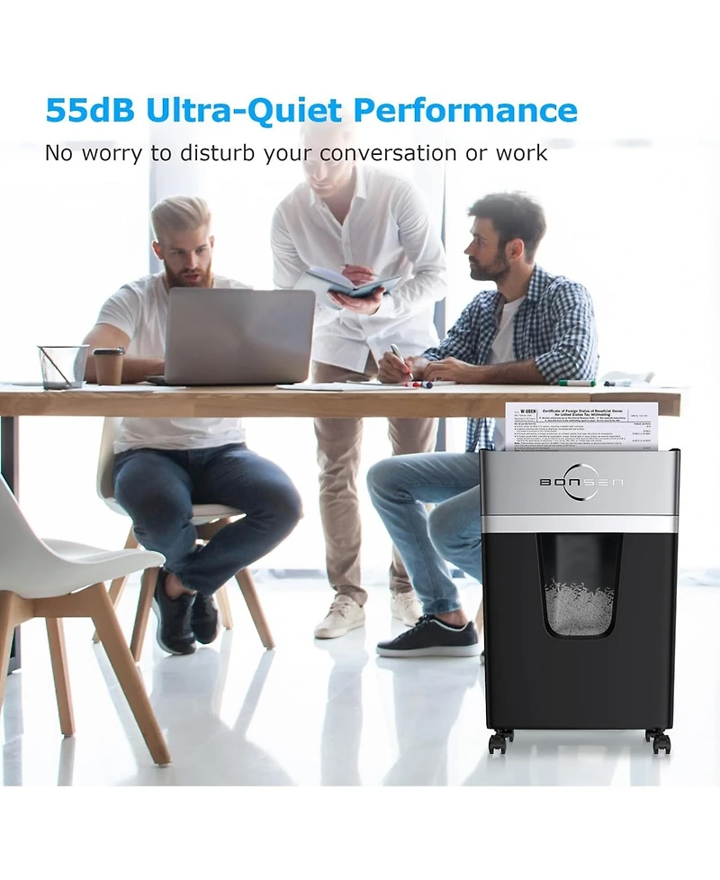 Bonsaii 12-Sheet Micro-Cut Shredder, P-4 Security, 40-min run, 55dB Quiet, Shreds Paper/Cards/Staples, 5.3Gal Bin, Home/Office