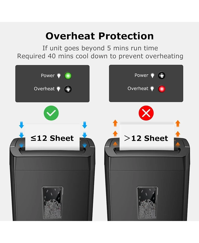 Bonsaii 12-Sheet Crosscut Shredder, P-4, 5.5Gal Bin, Shreds Paper/Cards/Mail/Staples, Heavy-Duty, Home Office