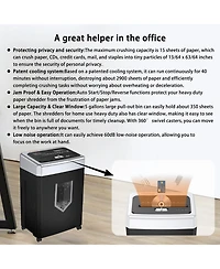 Bonsaii 15-Sheet Office Paper Shredder, 40-min run, Heavy-Duty, Crosscut, Anti-Jam, P-4 Security, Shreds Paper/Cd/Cards, 5 Gal Bin