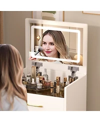 Streamdale Furniture Streamdale 3-in-1 Vanity Desk with Mirror & Glass Top