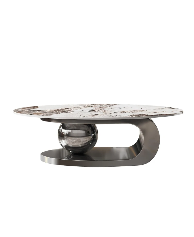 Streamdale Furniture Faux Marble Oval Coffee Table